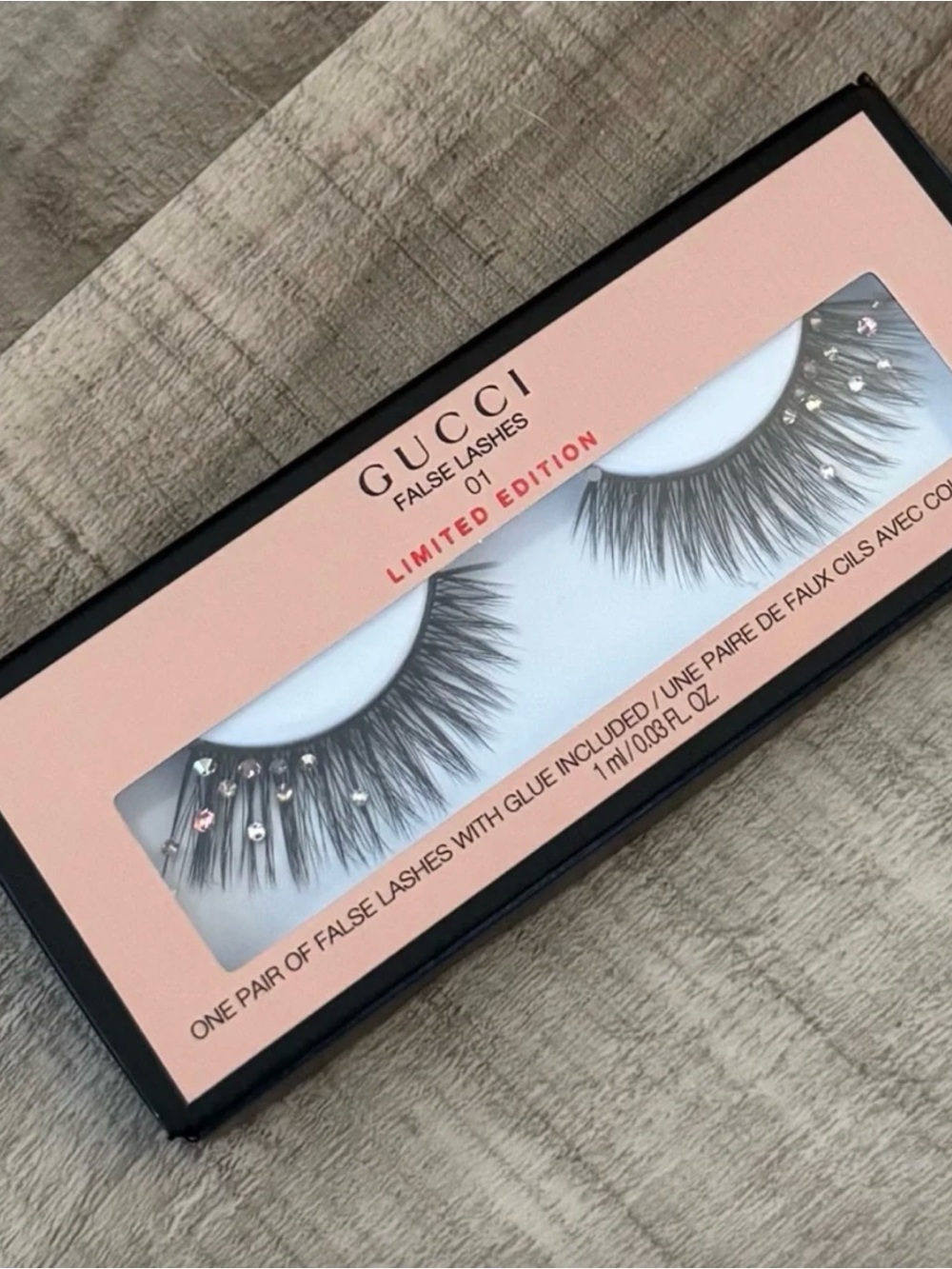 Gucci Black False Lashes with Pink Crystal Accents - Picture 2 of 5